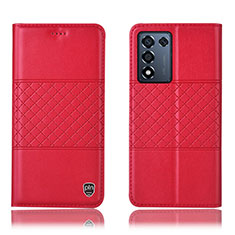 Custodia Portafoglio In Pelle Cover con Supporto H15P per Oppo K9S 5G Rosso