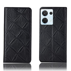 Custodia Portafoglio In Pelle Cover con Supporto H15P per Oppo Reno9 Pro 5G Nero