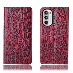 Custodia Portafoglio In Pelle Cover con Supporto H16P per Motorola Moto Edge (2022) 5G Rosso