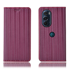 Custodia Portafoglio In Pelle Cover con Supporto H16P per Motorola Moto Edge X30 5G Viola