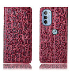 Custodia Portafoglio In Pelle Cover con Supporto H16P per Motorola Moto G31 Rosso