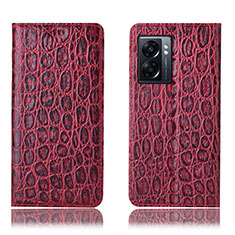 Custodia Portafoglio In Pelle Cover con Supporto H16P per Oppo A56S 5G Rosso