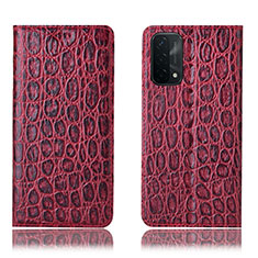 Custodia Portafoglio In Pelle Cover con Supporto H16P per Oppo A93 5G Rosso