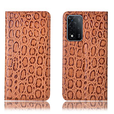 Custodia Portafoglio In Pelle Cover con Supporto H16P per Oppo A93s 5G Marrone Chiaro