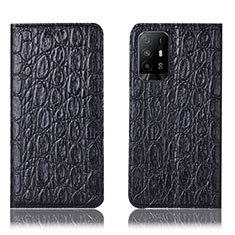 Custodia Portafoglio In Pelle Cover con Supporto H16P per Oppo F19 Pro+ Plus 5G Nero