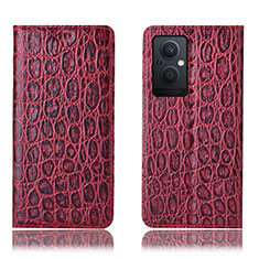 Custodia Portafoglio In Pelle Cover con Supporto H16P per Oppo F21 Pro 5G Rosso