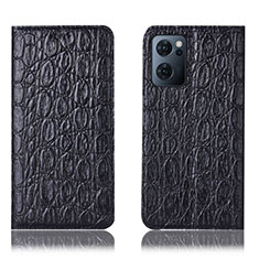 Custodia Portafoglio In Pelle Cover con Supporto H16P per Oppo Find X5 Lite 5G Nero