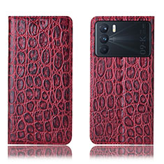 Custodia Portafoglio In Pelle Cover con Supporto H16P per Oppo K9 Pro 5G Rosso