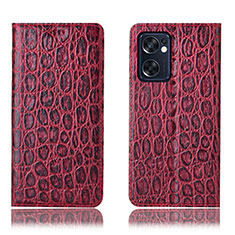 Custodia Portafoglio In Pelle Cover con Supporto H16P per Oppo Reno7 SE 5G Rosso