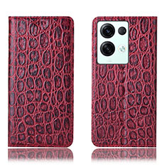 Custodia Portafoglio In Pelle Cover con Supporto H16P per Oppo Reno8 Pro+ Plus 5G Rosso