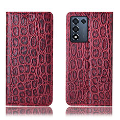 Custodia Portafoglio In Pelle Cover con Supporto H16P per Realme Q3t 5G Rosso