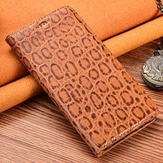 Custodia Portafoglio In Pelle Cover con Supporto H16P per Sony Xperia Ace II Marrone Chiaro