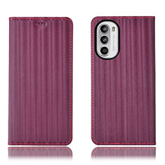 Custodia Portafoglio In Pelle Cover con Supporto H18P per Motorola Moto Edge (2022) 5G Rosso Rosa