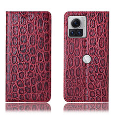 Custodia Portafoglio In Pelle Cover con Supporto H18P per Motorola Moto Edge 30 Ultra 5G Rosso