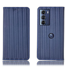 Custodia Portafoglio In Pelle Cover con Supporto H18P per Motorola Moto Edge S30 5G Blu