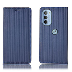 Custodia Portafoglio In Pelle Cover con Supporto H18P per Motorola Moto G31 Blu