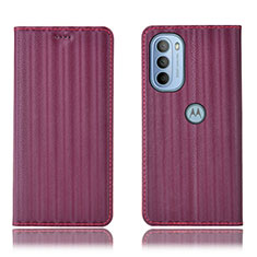 Custodia Portafoglio In Pelle Cover con Supporto H18P per Motorola Moto G31 Viola