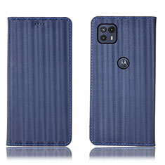 Custodia Portafoglio In Pelle Cover con Supporto H18P per Motorola Moto G50 5G Blu