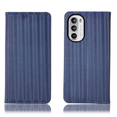 Custodia Portafoglio In Pelle Cover con Supporto H18P per Motorola MOTO G52 Blu