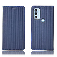 Custodia Portafoglio In Pelle Cover con Supporto H18P per Motorola Moto G71 5G Blu