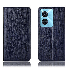 Custodia Portafoglio In Pelle Cover con Supporto H18P per Oppo A58x 5G Blu