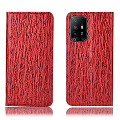 Custodia Portafoglio In Pelle Cover con Supporto H18P per Oppo A94 5G Rosso