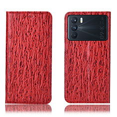 Custodia Portafoglio In Pelle Cover con Supporto H18P per Oppo K9 Pro 5G Rosso