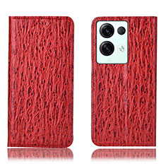 Custodia Portafoglio In Pelle Cover con Supporto H18P per Oppo Reno9 Pro+ Plus 5G Rosso