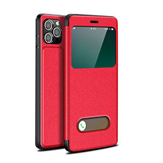 Custodia Portafoglio In Pelle Cover con Supporto H19 per Apple iPhone 15 Pro Rosso