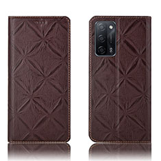 Custodia Portafoglio In Pelle Cover con Supporto H19P per Oppo A56 5G Marrone