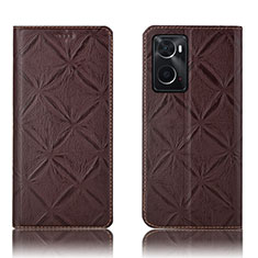 Custodia Portafoglio In Pelle Cover con Supporto H19P per Oppo A76 Marrone