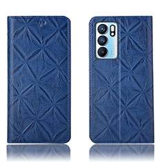 Custodia Portafoglio In Pelle Cover con Supporto H19P per Oppo Reno6 5G Blu