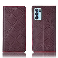 Custodia Portafoglio In Pelle Cover con Supporto H19P per Oppo Reno6 Pro 5G India Rosso Rosa