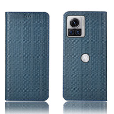 Custodia Portafoglio In Pelle Cover con Supporto H20P per Motorola Moto Edge X30 Pro 5G Blu