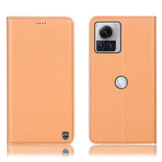 Custodia Portafoglio In Pelle Cover con Supporto H21P per Motorola Moto Edge 30 Ultra 5G Arancione