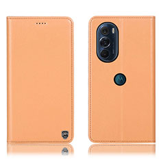 Custodia Portafoglio In Pelle Cover con Supporto H21P per Motorola Moto Edge Plus (2022) 5G Arancione