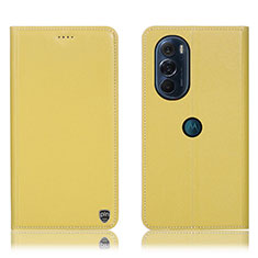 Custodia Portafoglio In Pelle Cover con Supporto H21P per Motorola Moto Edge X30 5G Giallo