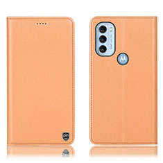 Custodia Portafoglio In Pelle Cover con Supporto H21P per Motorola Moto G71 5G Arancione