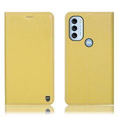 Custodia Portafoglio In Pelle Cover con Supporto H21P per Motorola Moto G71 5G Giallo