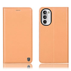 Custodia Portafoglio In Pelle Cover con Supporto H21P per Motorola Moto G71s 5G Arancione