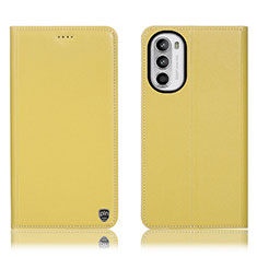 Custodia Portafoglio In Pelle Cover con Supporto H21P per Motorola Moto G82 5G Giallo