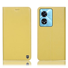 Custodia Portafoglio In Pelle Cover con Supporto H21P per Oppo A1 5G Giallo