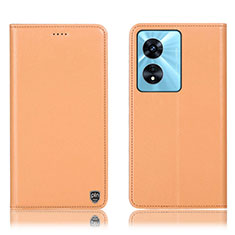 Custodia Portafoglio In Pelle Cover con Supporto H21P per Oppo A1 Pro 5G Arancione