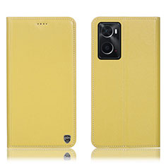 Custodia Portafoglio In Pelle Cover con Supporto H21P per Oppo A36 Giallo