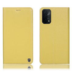 Custodia Portafoglio In Pelle Cover con Supporto H21P per Oppo A74 5G Giallo