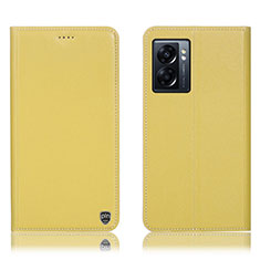 Custodia Portafoglio In Pelle Cover con Supporto H21P per Oppo A77 5G Giallo