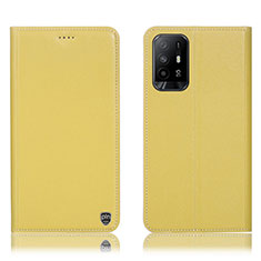 Custodia Portafoglio In Pelle Cover con Supporto H21P per Oppo A95 5G Giallo