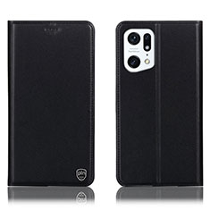 Custodia Portafoglio In Pelle Cover con Supporto H21P per Oppo Find X5 5G Nero