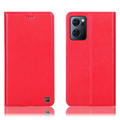 Custodia Portafoglio In Pelle Cover con Supporto H21P per Oppo Find X5 Lite 5G Rosso
