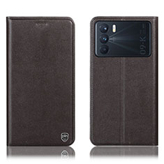 Custodia Portafoglio In Pelle Cover con Supporto H21P per Oppo K9 Pro 5G Marrone